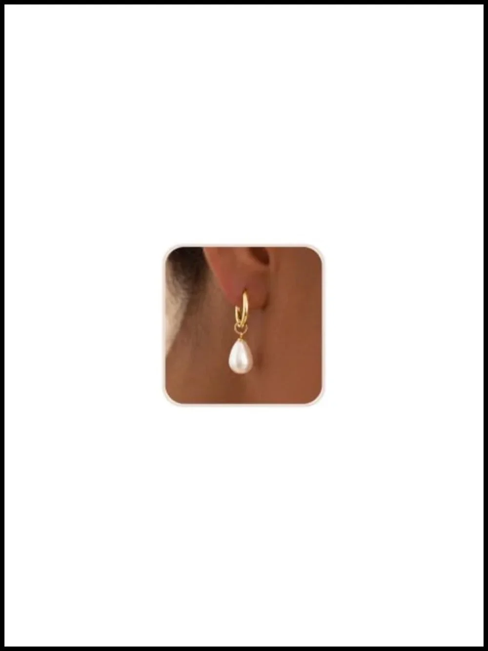 14K Gold Plated Dangle Hoop Earrings Pearl Drop Hypoallergenic Bridal